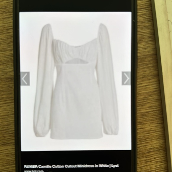 Brand: RUMER from Sak's Fifth Avenue white cotton mini. - Picture 7 of 8